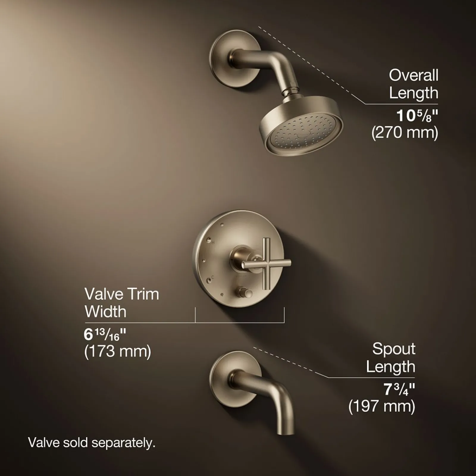 Rite-Temp® bath and shower trim kit with push-button diverter and cross handle, 2.5 gpm^Kohler Hot