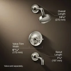 Rite-Temp® bath and shower trim kit with push-button diverter and cross handle, 2.5 gpm^Kohler Hot