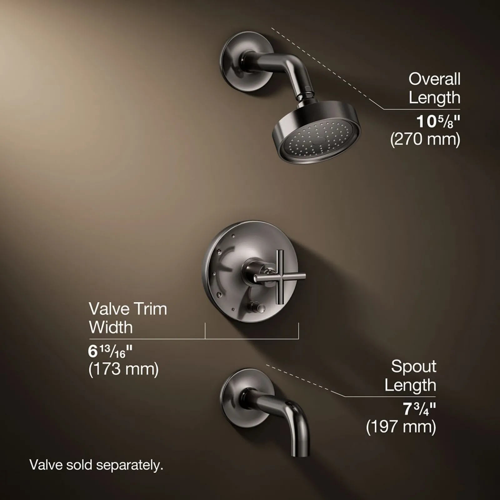 Rite-Temp® bath and shower trim kit with push-button diverter and cross handle, 2.5 gpm^Kohler Hot