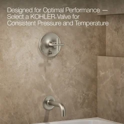 Rite-Temp® bath and shower trim kit with push-button diverter and cross handle, 2.5 gpm^Kohler Hot