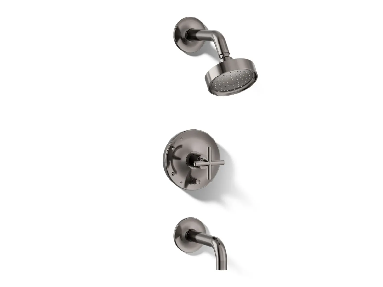 Rite-Temp® bath and shower trim kit with push-button diverter and cross handle, 2.5 gpm^Kohler Hot