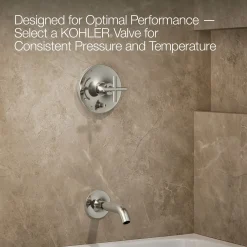 Rite-Temp® bath and shower trim kit with push-button diverter and cross handle, without showerhead^Kohler Clearance