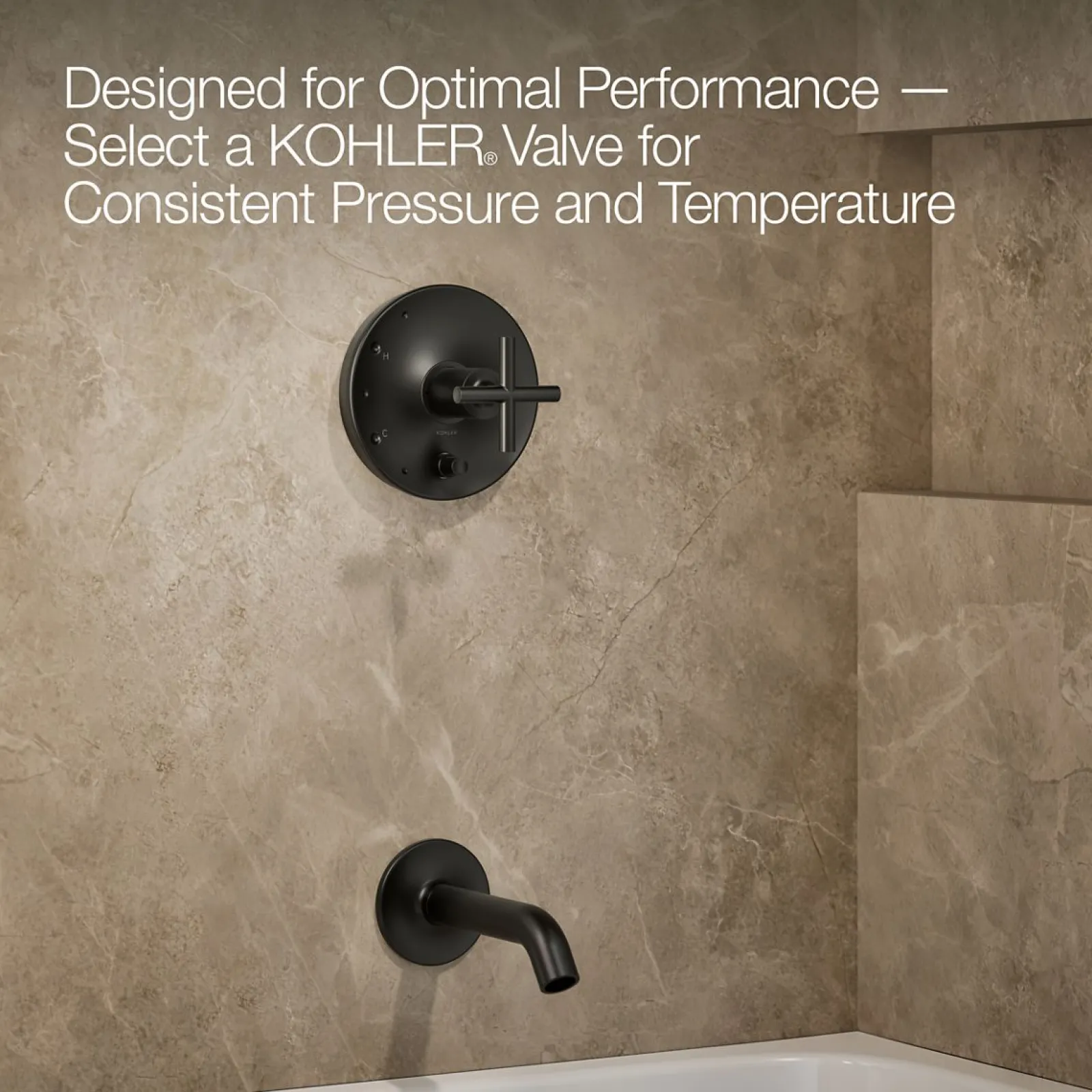 Rite-Temp® bath and shower trim kit with push-button diverter and cross handle, without showerhead^Kohler Clearance
