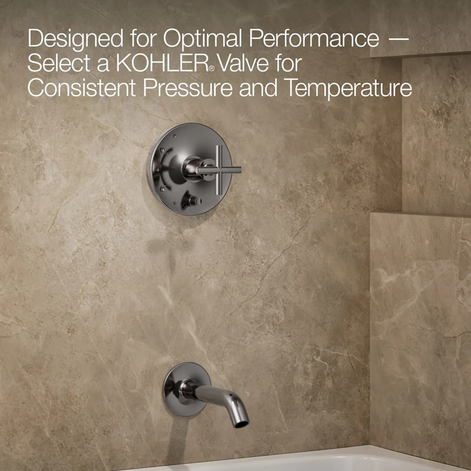 Rite-Temp® bath and shower trim kit with push-button diverter and cross handle, without showerhead^Kohler Clearance