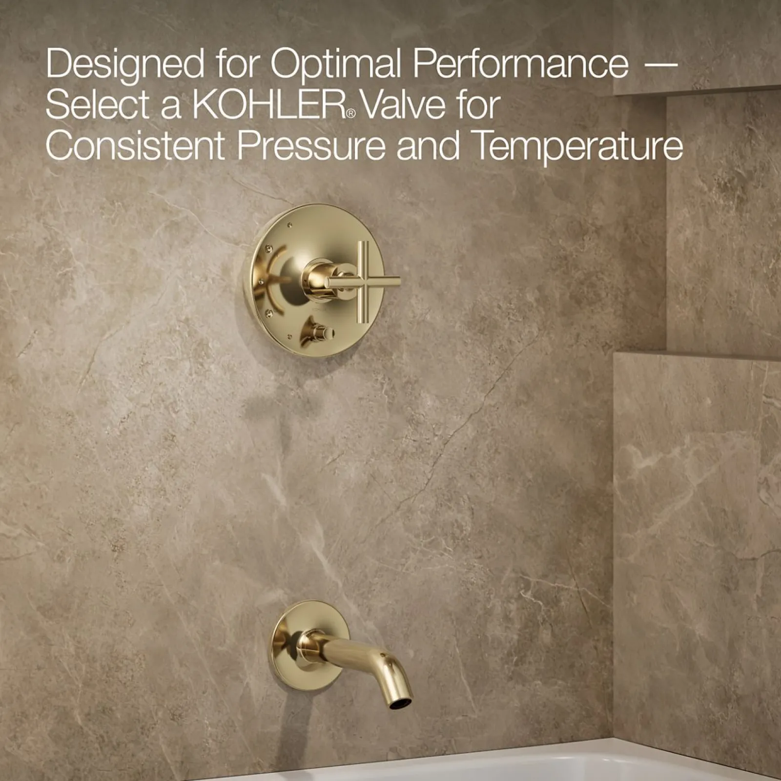 Rite-Temp® bath and shower trim kit with push-button diverter and cross handle, without showerhead^Kohler Clearance