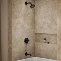 Rite-Temp® bath and shower trim kit with push-button diverter and cross handle, without showerhead^Kohler Clearance