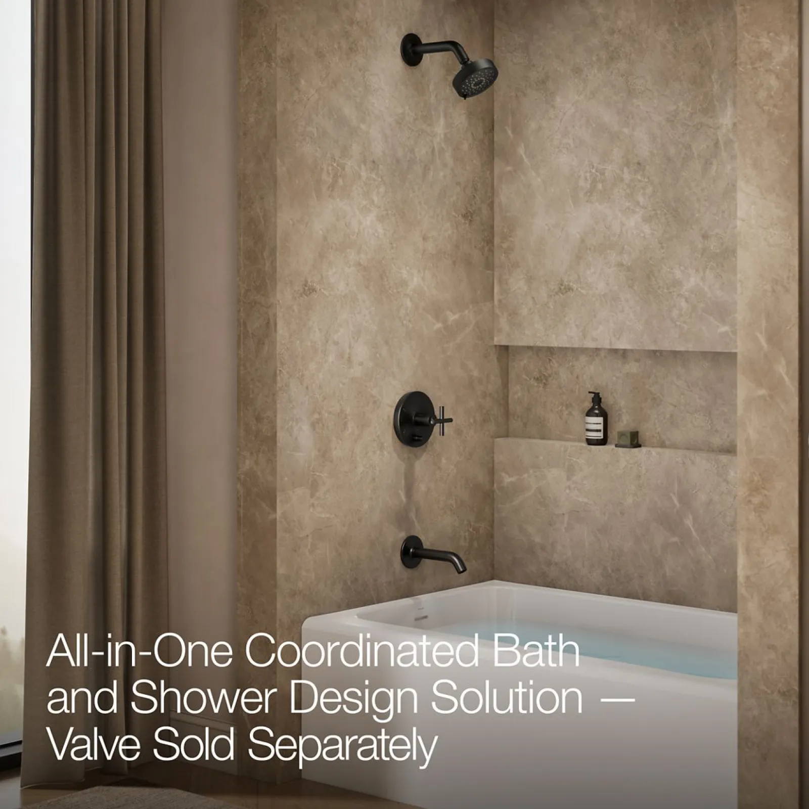 Rite-Temp® bath and shower trim kit with push-button diverter and cross handle, without showerhead^Kohler Clearance