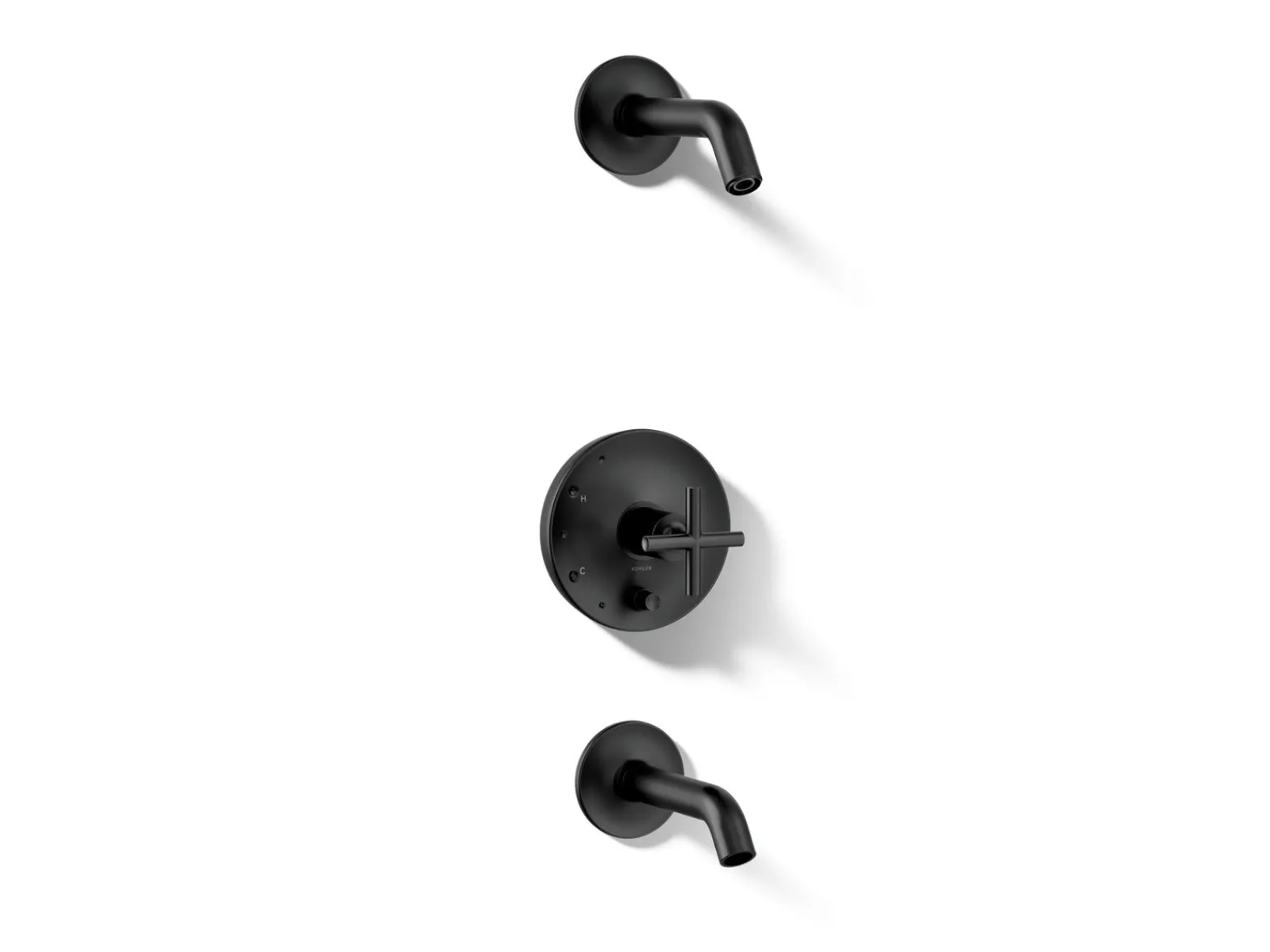 Rite-Temp® bath and shower trim kit with push-button diverter and cross handle, without showerhead^Kohler Clearance