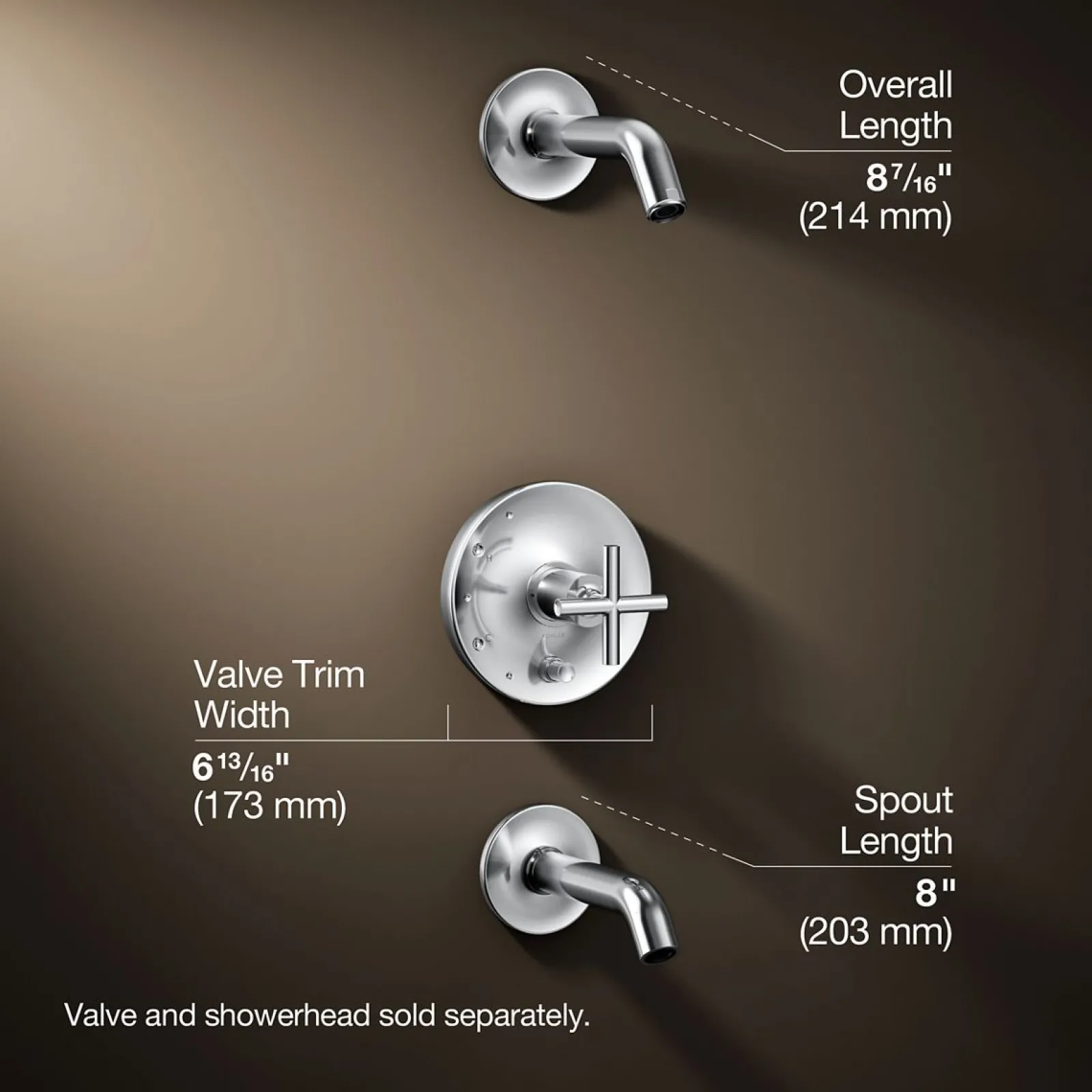 Rite-Temp® bath and shower trim kit with push-button diverter and cross handle, without showerhead^Kohler Clearance