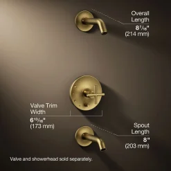 Rite-Temp® bath and shower trim kit with push-button diverter and cross handle, without showerhead^Kohler Clearance
