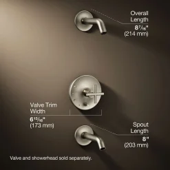 Rite-Temp® bath and shower trim kit with push-button diverter and cross handle, without showerhead^Kohler Clearance