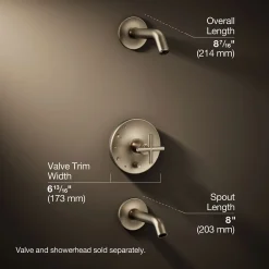Rite-Temp® bath and shower trim kit with push-button diverter and cross handle, without showerhead^Kohler Clearance