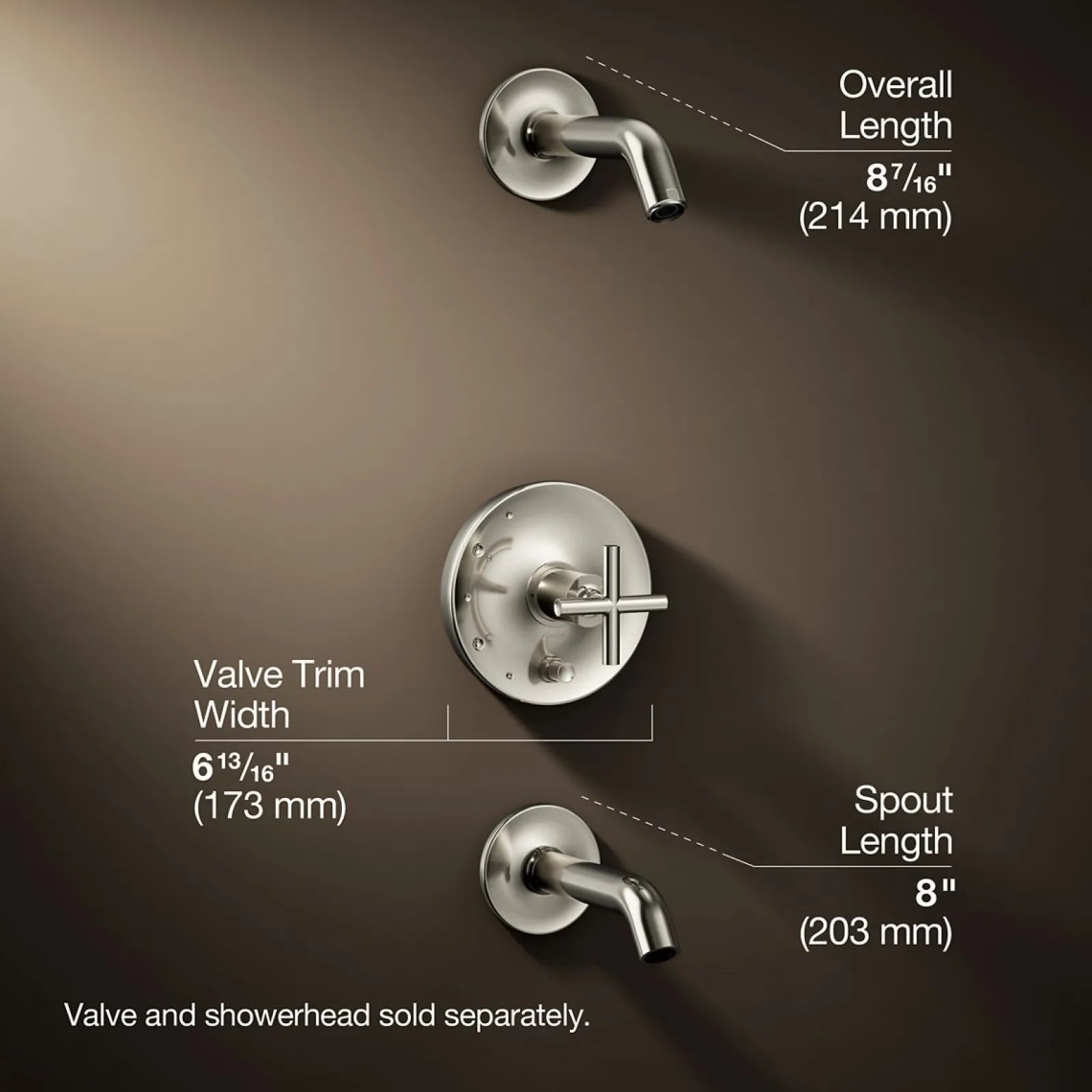 Rite-Temp® bath and shower trim kit with push-button diverter and cross handle, without showerhead^Kohler Clearance
