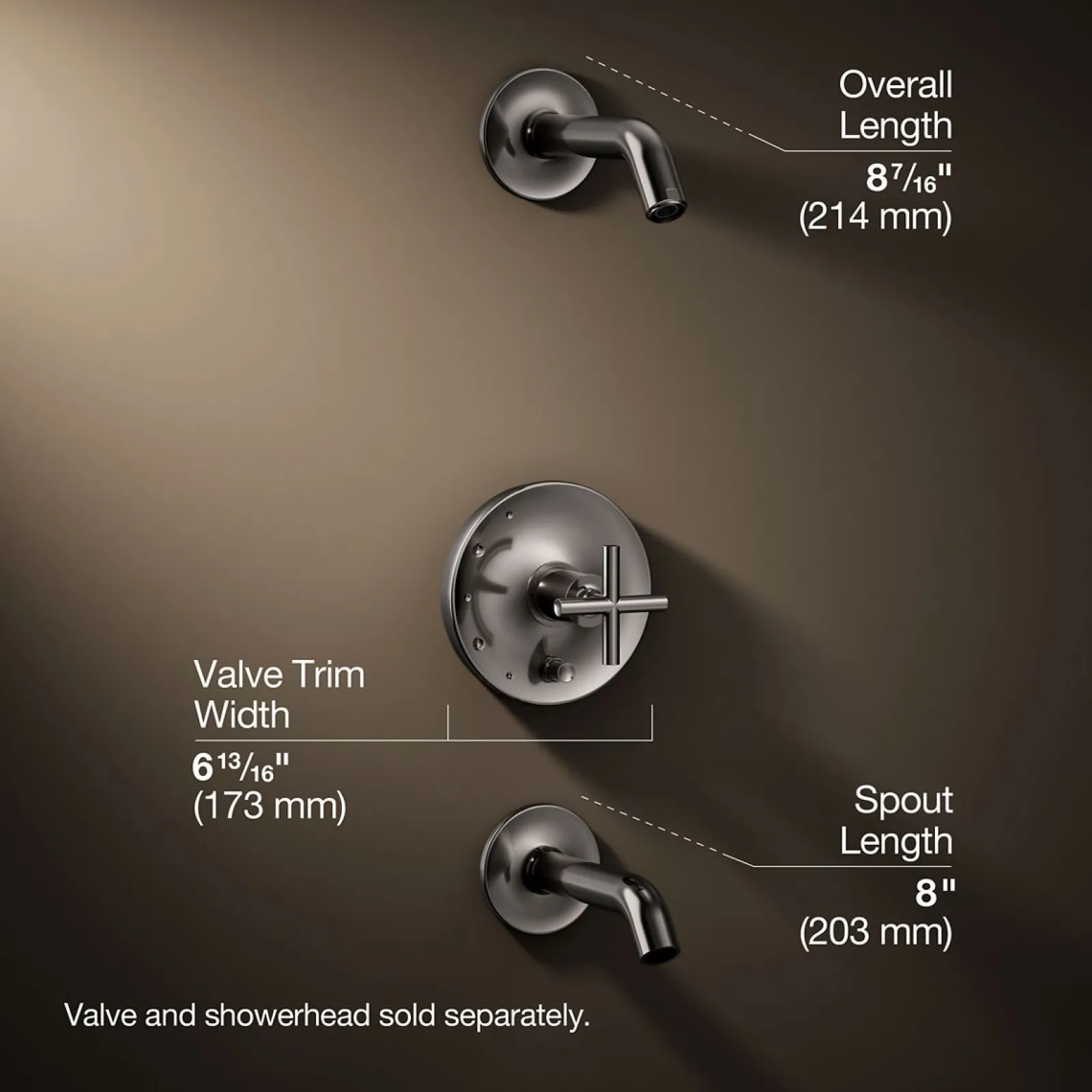 Rite-Temp® bath and shower trim kit with push-button diverter and cross handle, without showerhead^Kohler Clearance