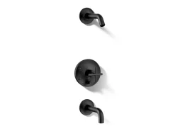 Rite-Temp® bath and shower trim kit with push-button diverter and cross handle, without showerhead^Kohler