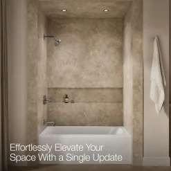 Rite-Temp® bath and shower trim kit with push-button diverter and cross handle, without showerhead^Kohler