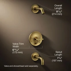 Rite-Temp® bath and shower trim kit with push-button diverter and cross handle, without showerhead^Kohler