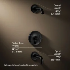 Rite-Temp® bath and shower trim kit with push-button diverter and cross handle, without showerhead^Kohler