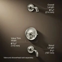 Rite-Temp® bath and shower trim kit with push-button diverter and cross handle, without showerhead^Kohler
