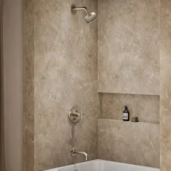 Rite-Temp® bath and shower trim kit with push-button diverter and cross handle, without showerhead^Kohler