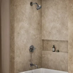 Rite-Temp® bath and shower trim kit with push-button diverter and cross handle, without showerhead^Kohler