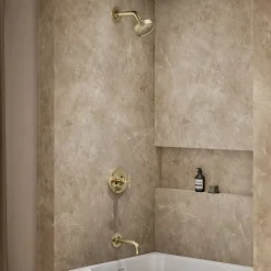 Rite-Temp® bath and shower trim kit with push-button diverter and cross handle, without showerhead^Kohler