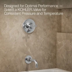 Rite-Temp® bath and shower trim kit with push-button diverter and cross handle, without showerhead^Kohler