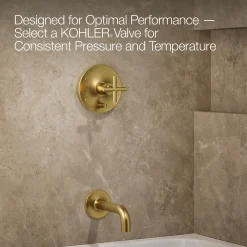 Rite-Temp® bath and shower trim kit with push-button diverter and cross handle, without showerhead^Kohler
