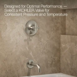 Rite-Temp® bath and shower trim kit with push-button diverter and cross handle, without showerhead^Kohler
