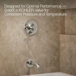 Rite-Temp® bath and shower trim kit with push-button diverter and cross handle, without showerhead^Kohler