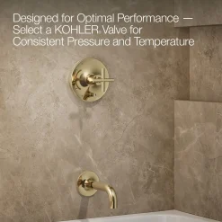 Rite-Temp® bath and shower trim kit with push-button diverter and cross handle, without showerhead^Kohler