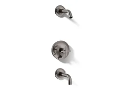 Rite-Temp® bath and shower trim kit with push-button diverter and cross handle, without showerhead^Kohler