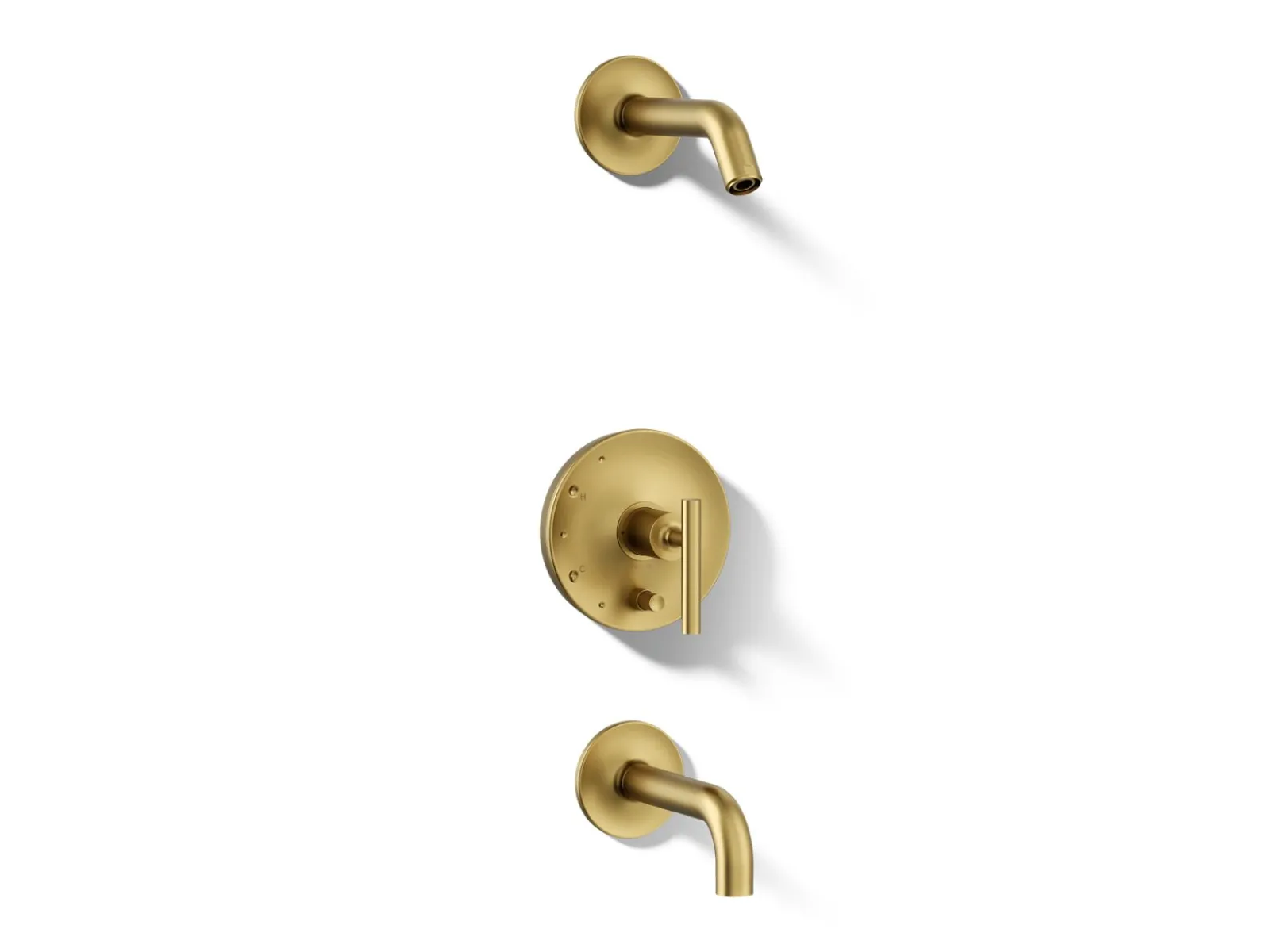 Rite-Temp® bath and shower trim kit with push-button diverter and lever handle, without showerhead^Kohler Hot