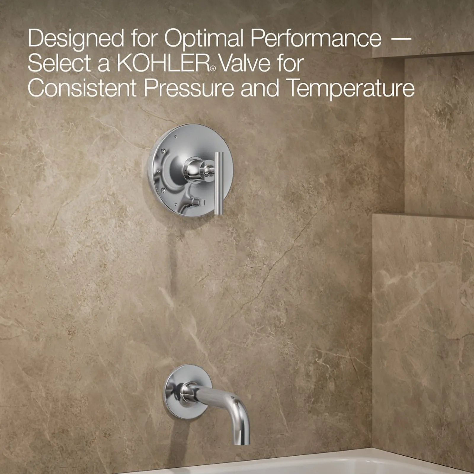 Rite-Temp® bath and shower trim kit with push-button diverter and lever handle, without showerhead^Kohler Hot