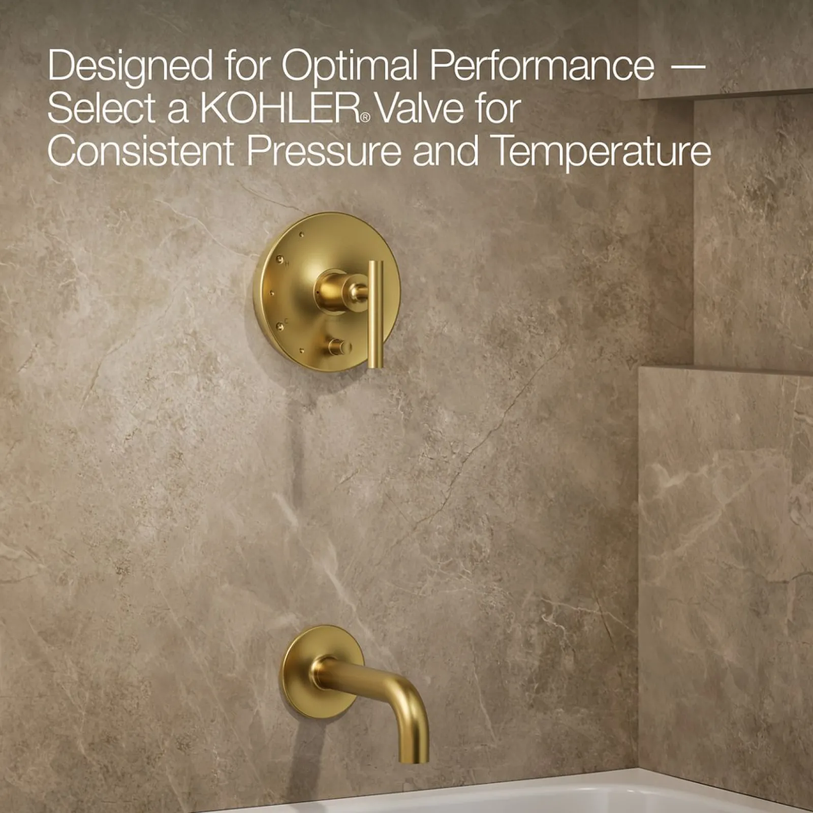 Rite-Temp® bath and shower trim kit with push-button diverter and lever handle, without showerhead^Kohler Hot