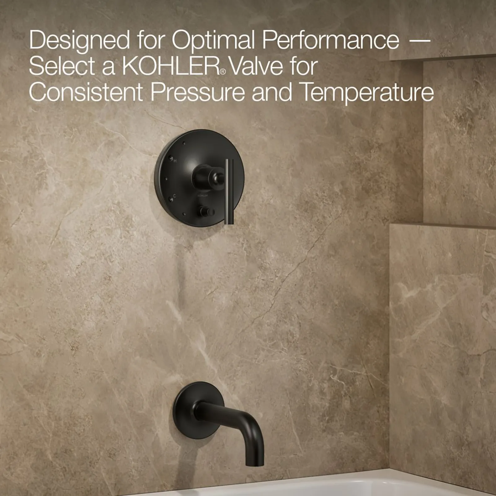 Rite-Temp® bath and shower trim kit with push-button diverter and lever handle, without showerhead^Kohler Hot