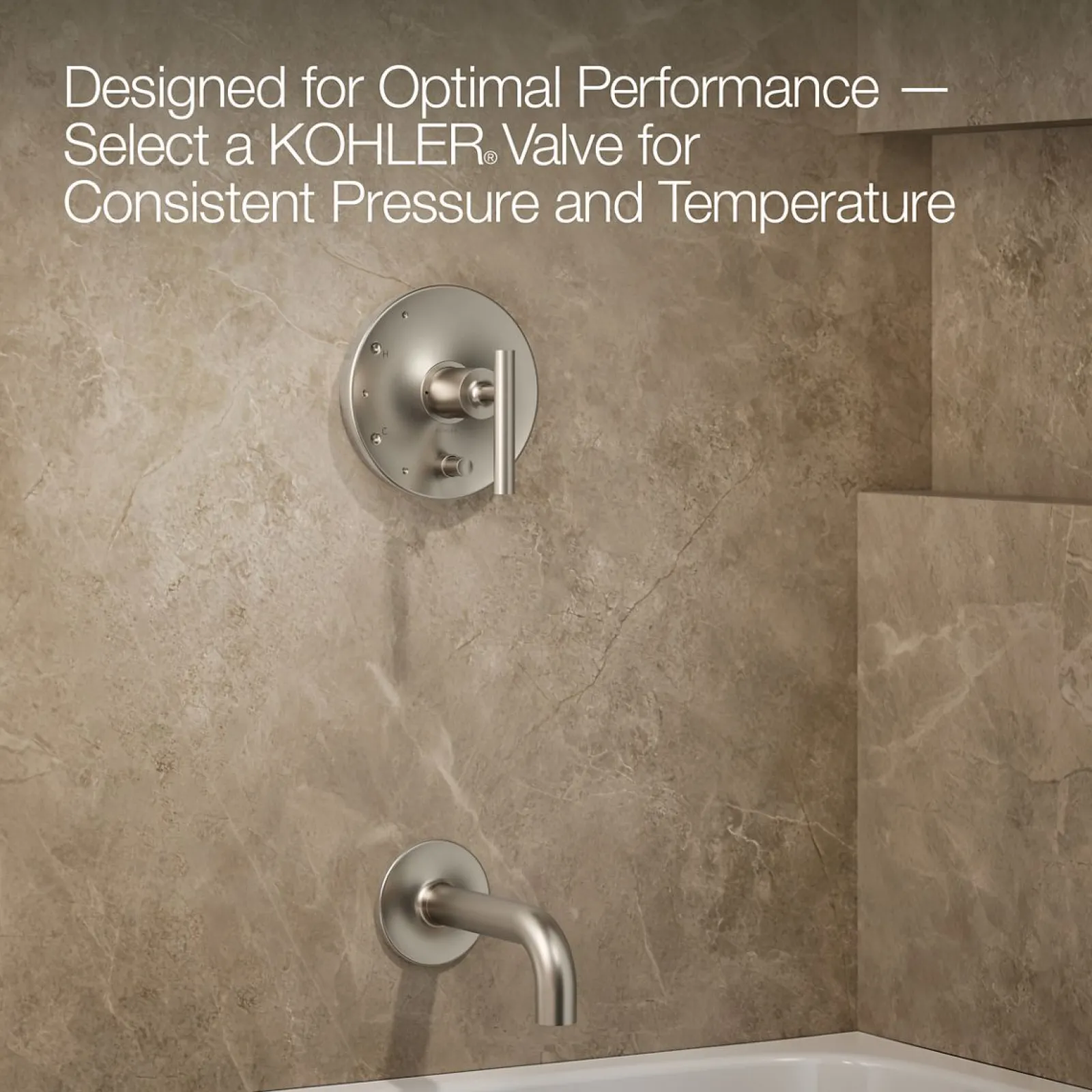 Rite-Temp® bath and shower trim kit with push-button diverter and lever handle, without showerhead^Kohler Hot
