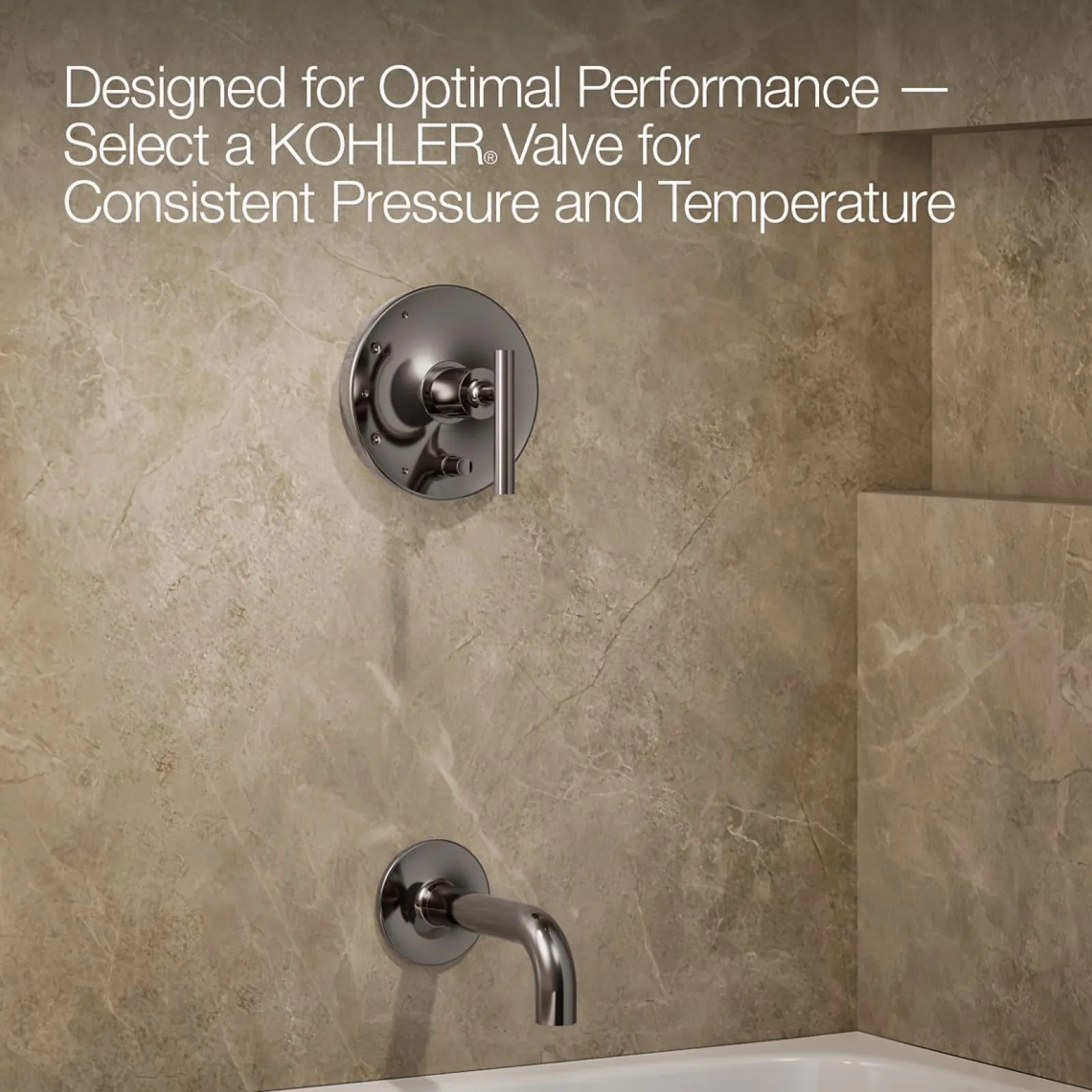 Rite-Temp® bath and shower trim kit with push-button diverter and lever handle, without showerhead^Kohler Hot