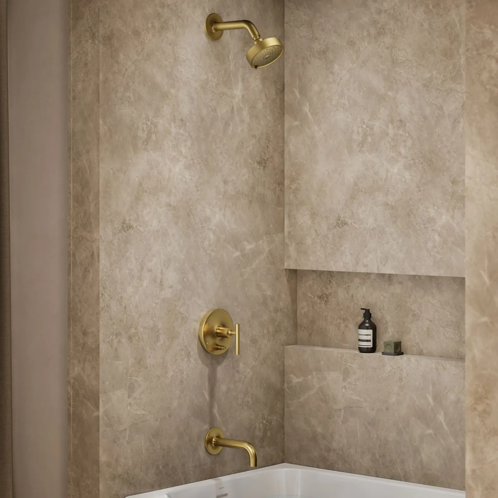 Rite-Temp® bath and shower trim kit with push-button diverter and lever handle, without showerhead^Kohler Hot