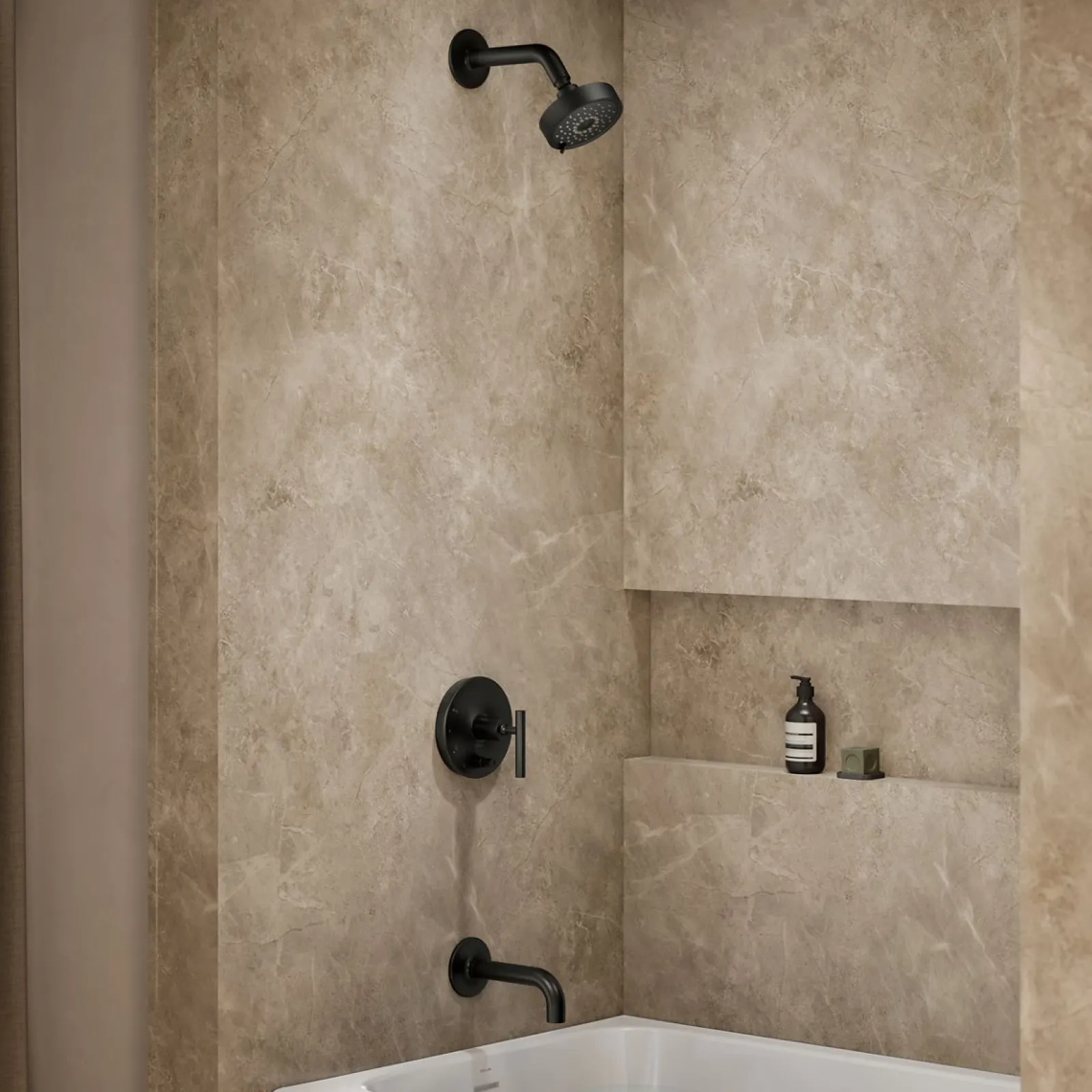 Rite-Temp® bath and shower trim kit with push-button diverter and lever handle, without showerhead^Kohler Hot