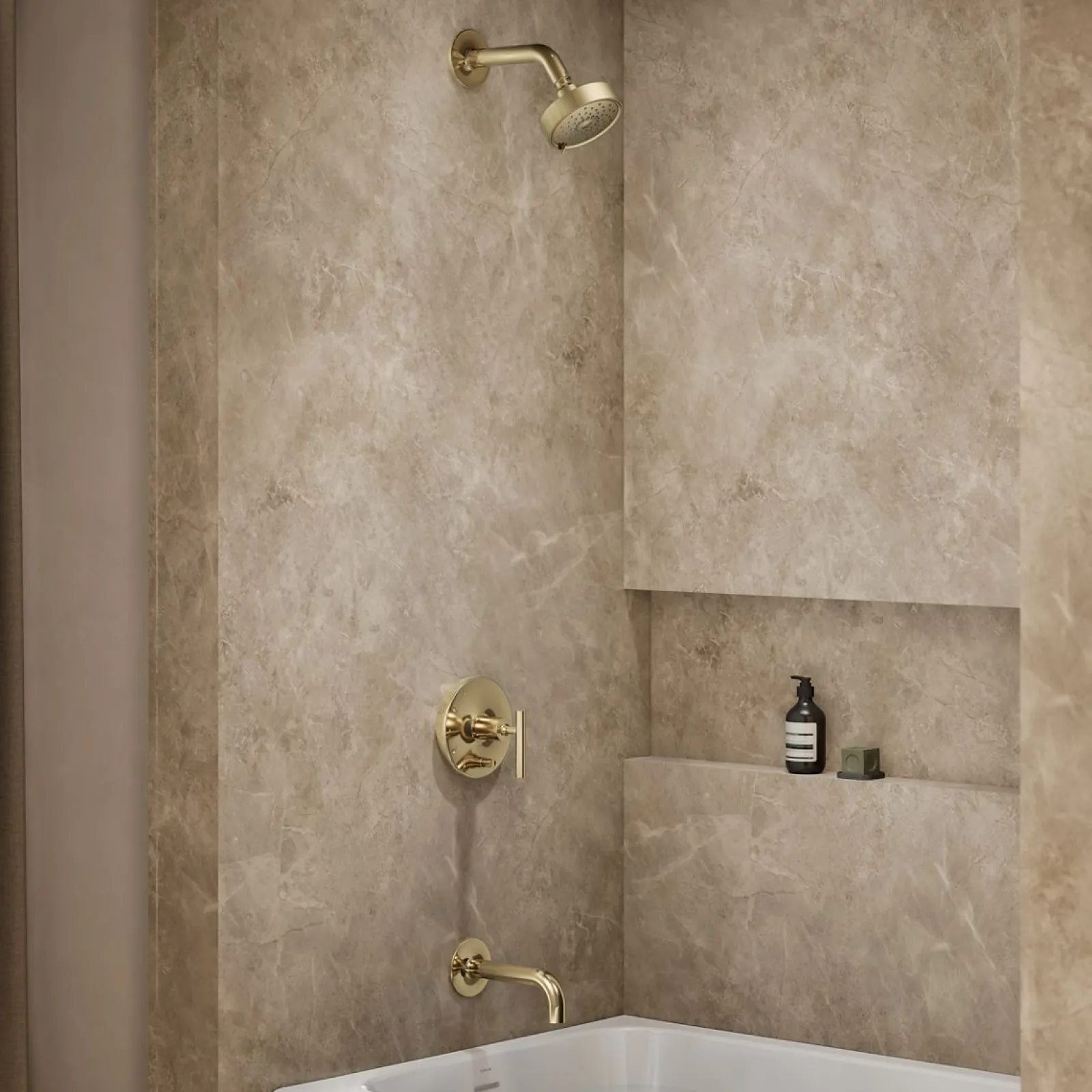 Rite-Temp® bath and shower trim kit with push-button diverter and lever handle, without showerhead^Kohler Hot