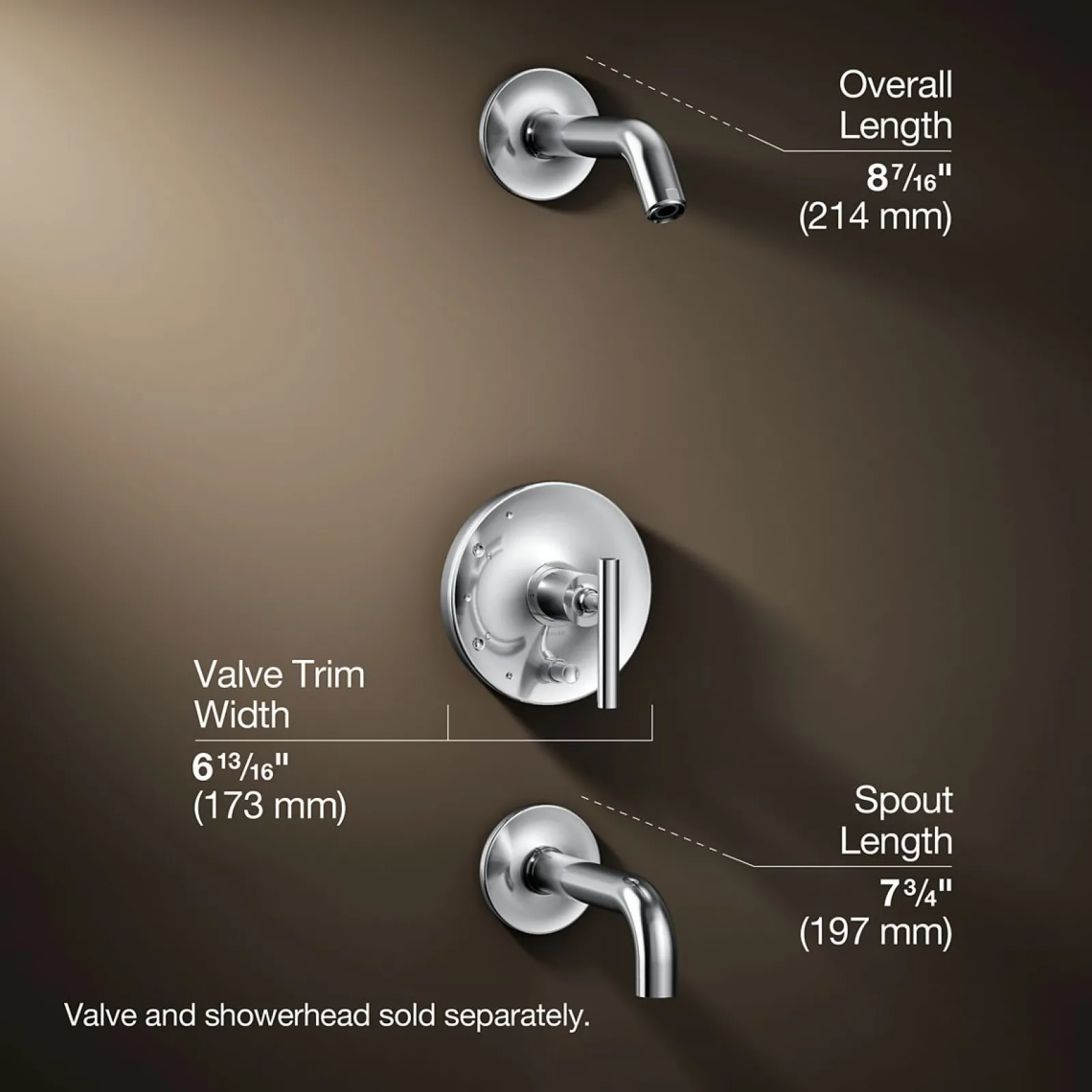 Rite-Temp® bath and shower trim kit with push-button diverter and lever handle, without showerhead^Kohler Hot
