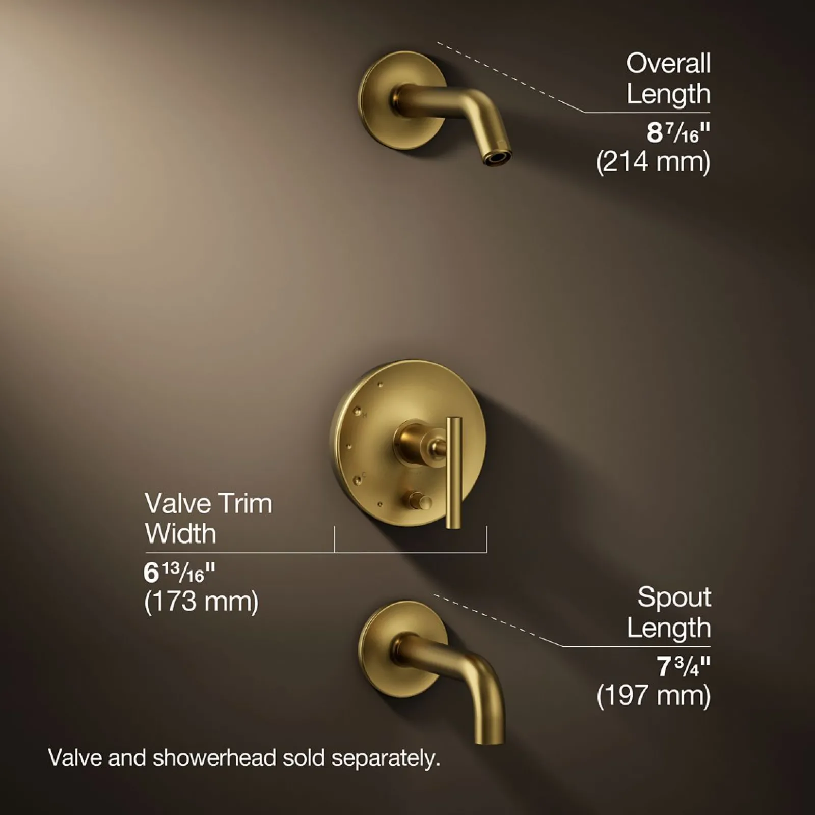 Rite-Temp® bath and shower trim kit with push-button diverter and lever handle, without showerhead^Kohler Hot