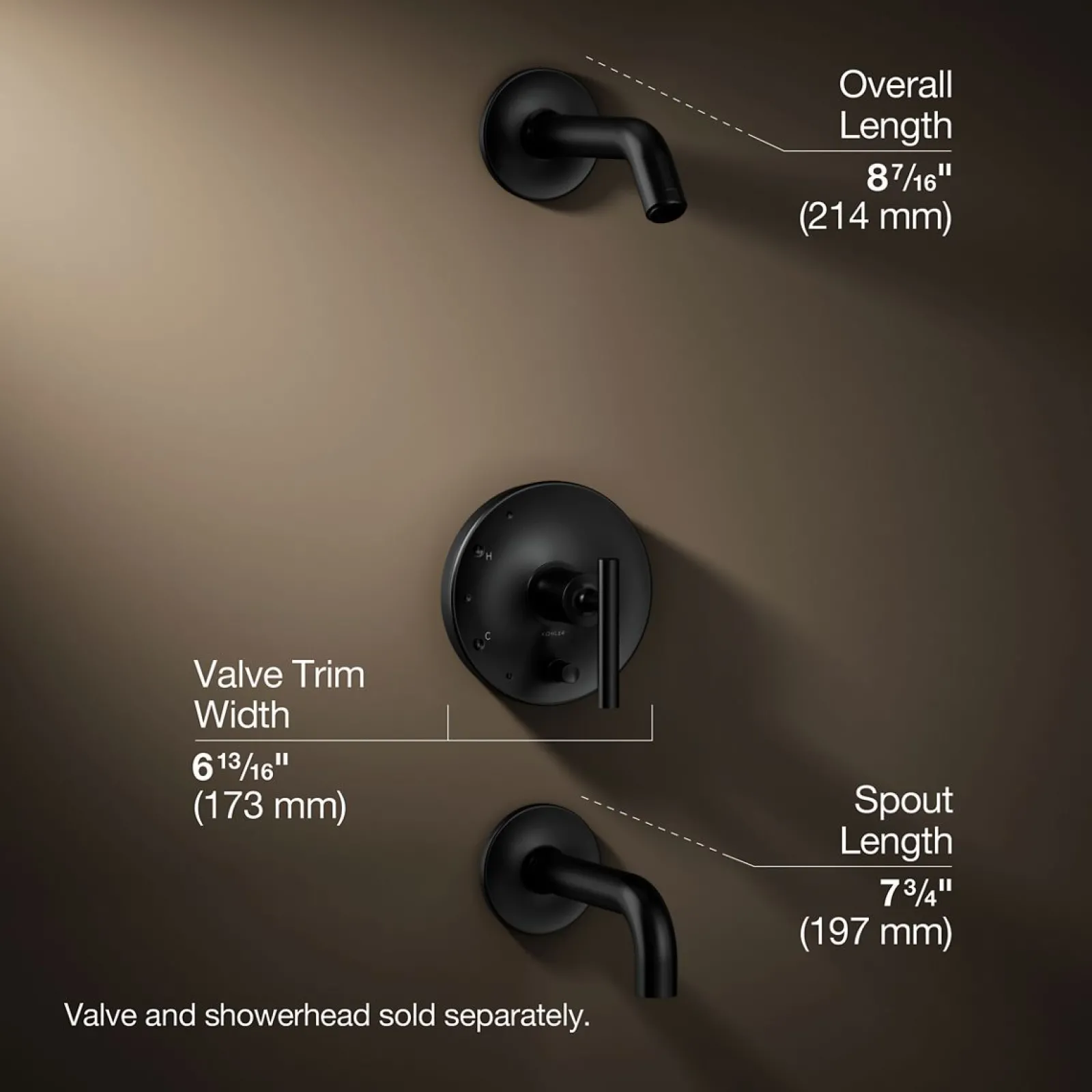 Rite-Temp® bath and shower trim kit with push-button diverter and lever handle, without showerhead^Kohler Hot