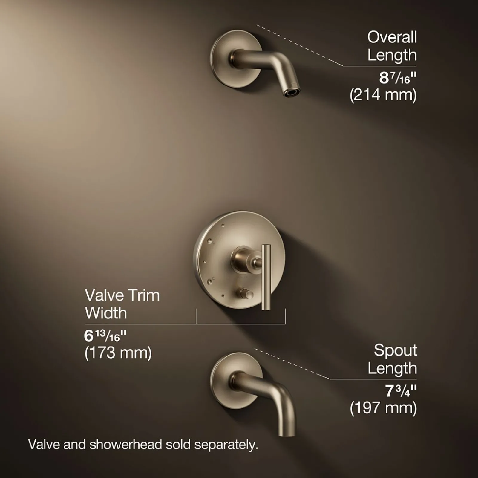 Rite-Temp® bath and shower trim kit with push-button diverter and lever handle, without showerhead^Kohler Hot