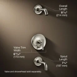 Rite-Temp® bath and shower trim kit with push-button diverter and lever handle, without showerhead^Kohler Hot