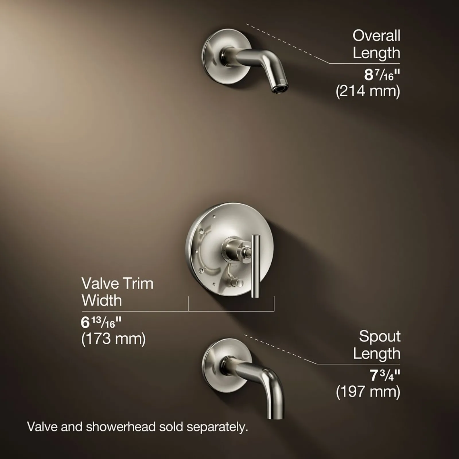Rite-Temp® bath and shower trim kit with push-button diverter and lever handle, without showerhead^Kohler Hot