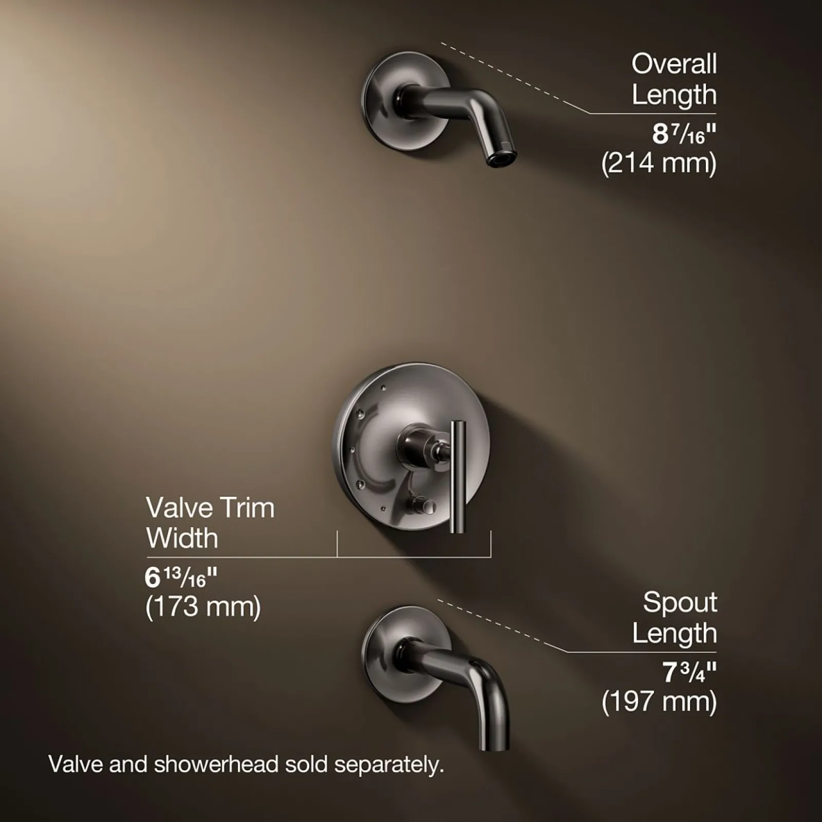 Rite-Temp® bath and shower trim kit with push-button diverter and lever handle, without showerhead^Kohler Hot