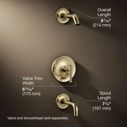 Rite-Temp® bath and shower trim kit with push-button diverter and lever handle, without showerhead^Kohler Hot