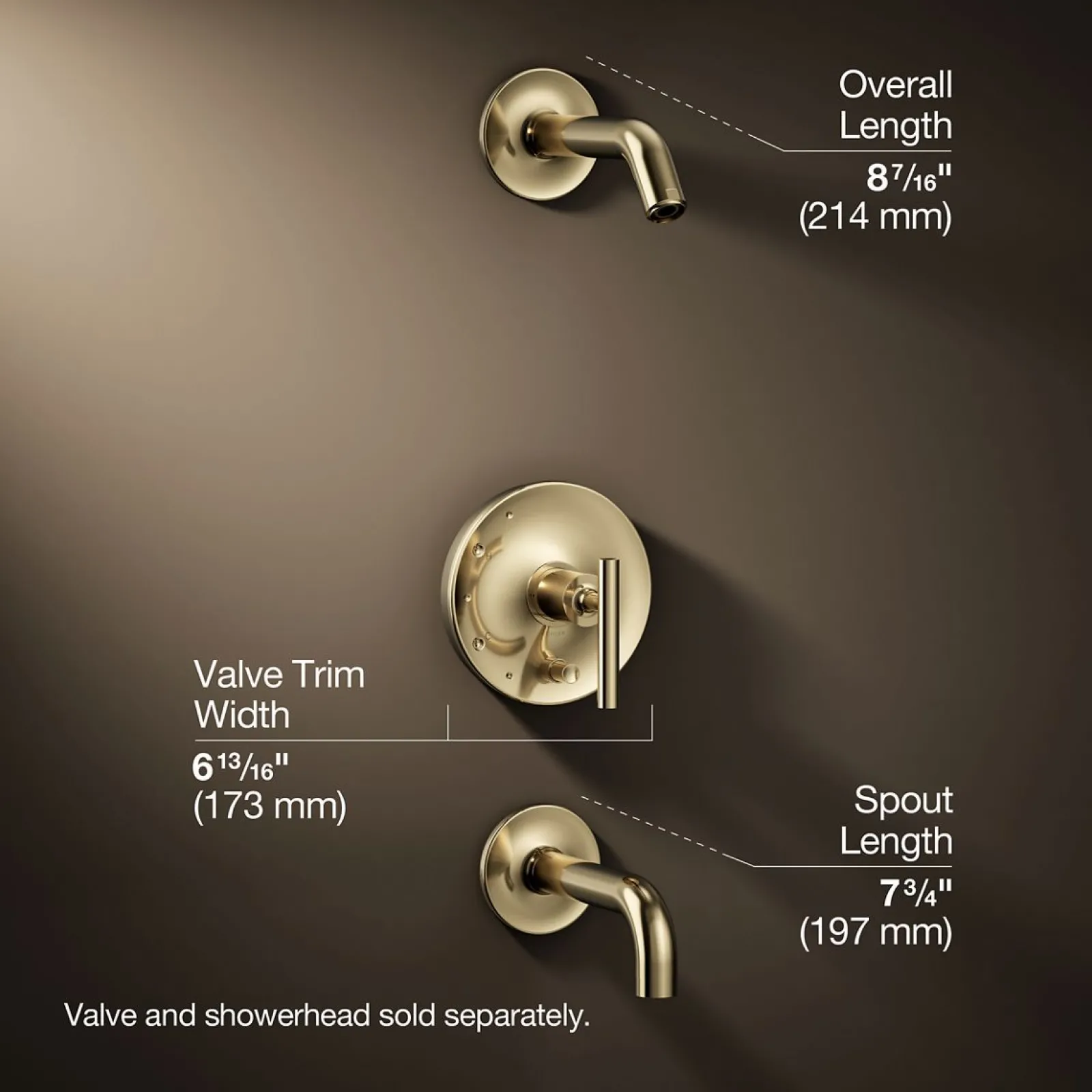 Rite-Temp® bath and shower trim kit with push-button diverter and lever handle, without showerhead^Kohler Hot